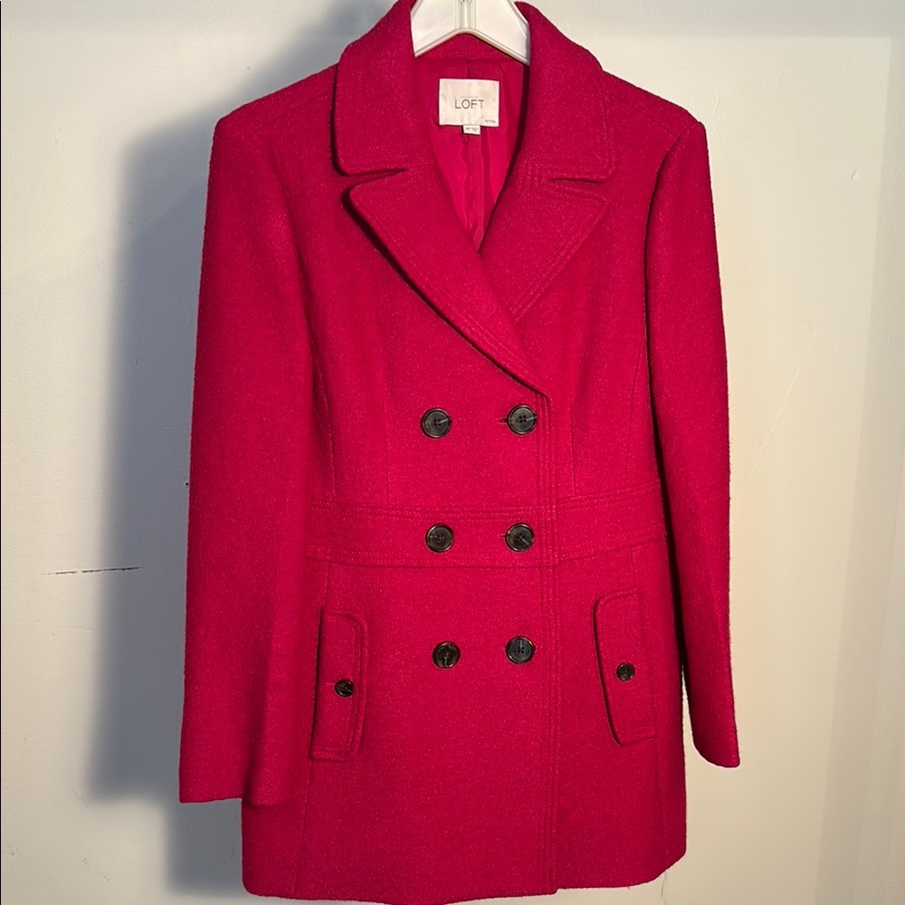 LOFT pink Peacoat Wool Blend